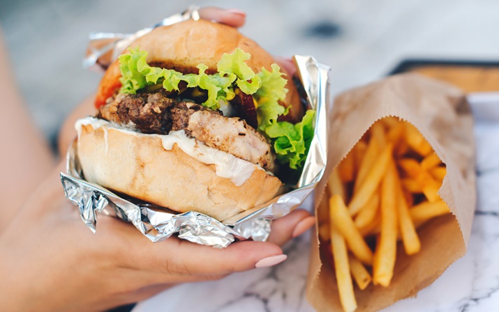 Burger and chips