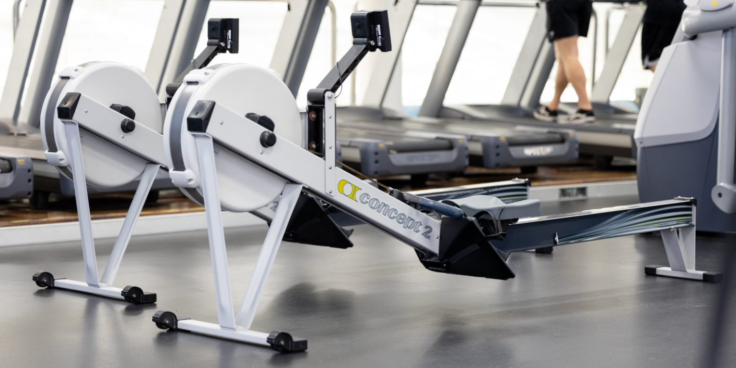 A close up photo of a rowing machine
